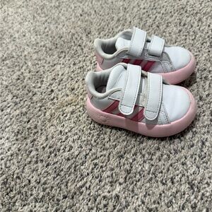Kids Pink and White Velcro Sneakers